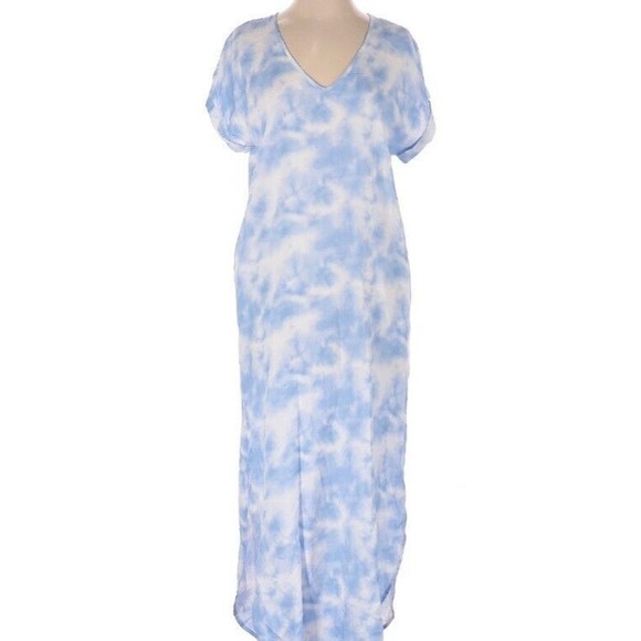 Shinestar Dresses & Skirts - Shinestar Tee Dress XS/ S Cloud Tie Dye blue pastel white Maxi NWT Pockets